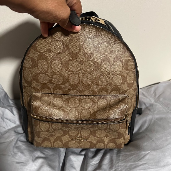 Coach Signature Black and Tan Backpack - Picture 2 of 7